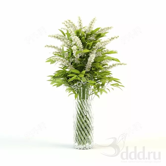 Elegant Blooms Vase Bouquet 3D model image 1