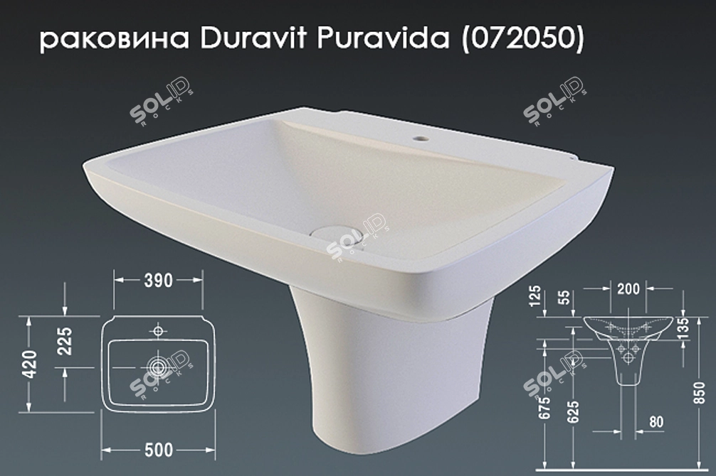 Duravit Puravida Washbasin (072050) - Stylish and Sleek 3D model image 1