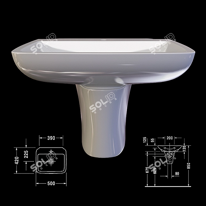 Duravit Puravida Washbasin (072050) - Stylish and Sleek 3D model image 3