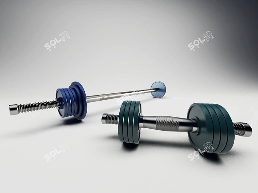 Adjustable Rod and Dumbbell Set 3D model image 1