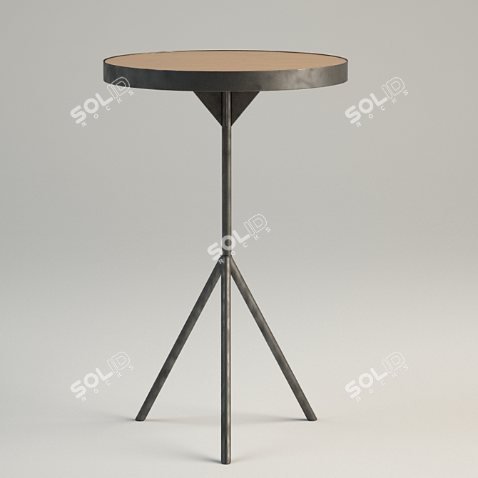 Sleek Iron Tripod Side Table 3D model image 1