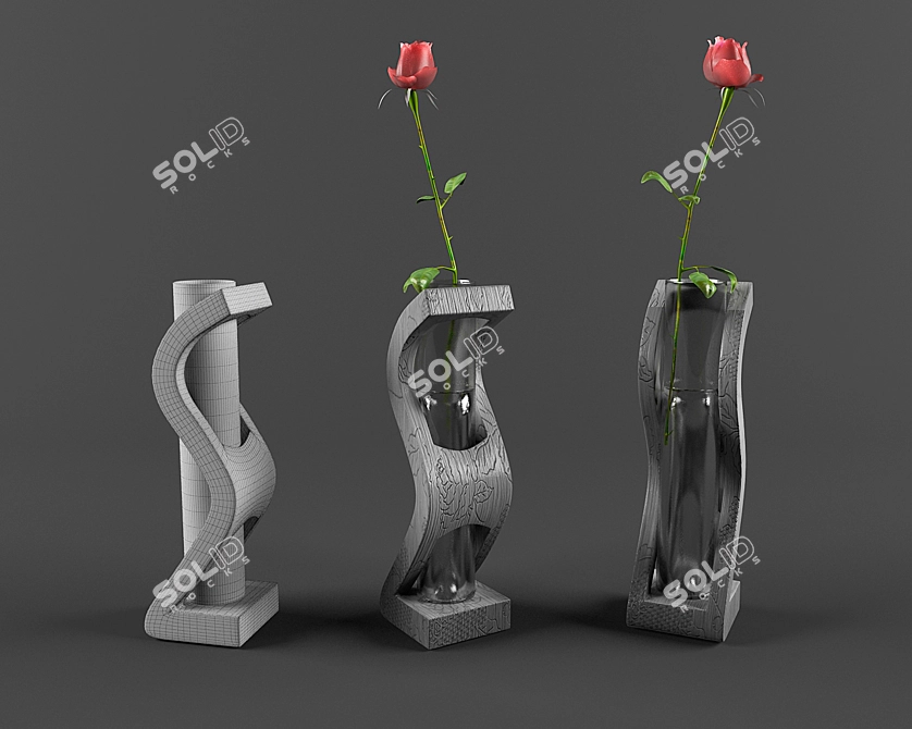 Elegant Polygon Vase 3D model image 1