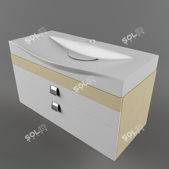 Wave-100 Sink with Vanity - Textured 3D model image 1