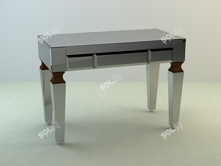 Reflective Wood Table with Drawers 3D model image 1