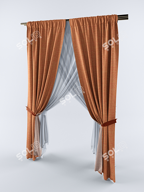 Soft Touch Window Curtains 3D model image 1