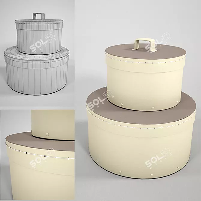 Stylish Round IKEA Boxes 3D model image 1