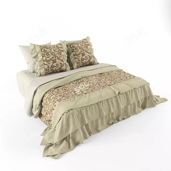 Beige Toned Bed 3D model image 1