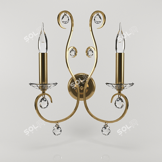 Elegant KOLARZ 2-Light Brass Sconce 3D model image 1