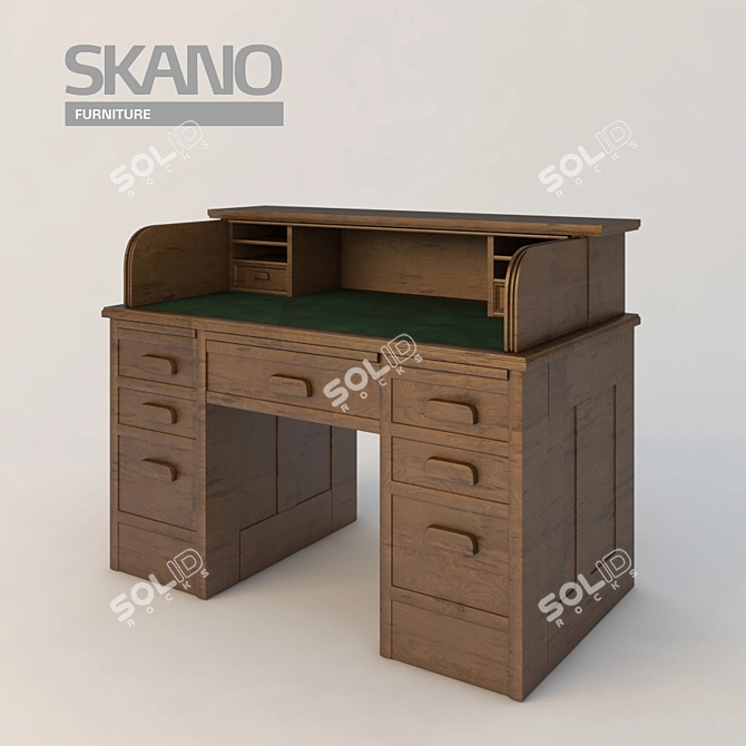 Scano Roll Top Bureau Desk 3D model image 1