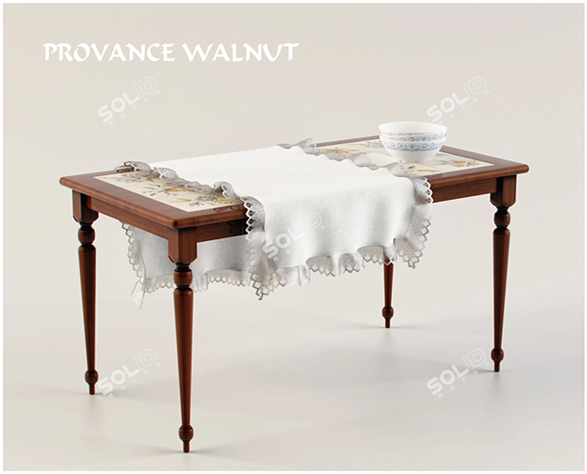 Elegant Provance Walnut Dining Set 3D model image 1