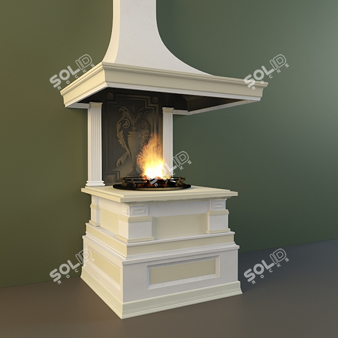 Title: English Style Mansion Wall-Mounted Fireplace 3D model image 1