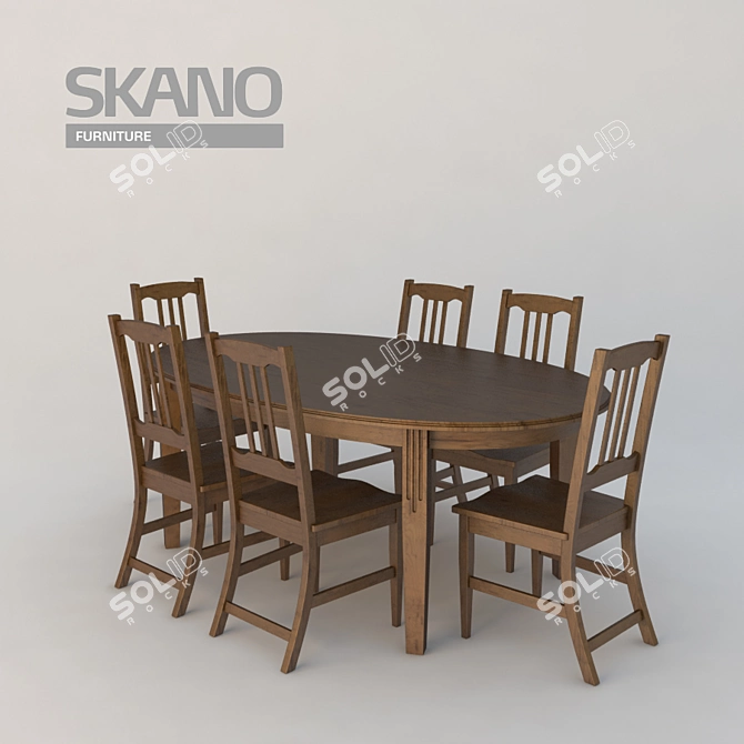 Scano Luxury Dining Set 3D model image 1