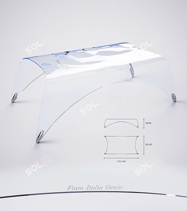 Fiam Italia Genio: Elegant Glass Table 3D model image 1