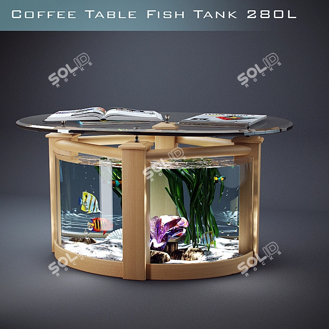 Aquarium Coffee Table: Oval Beech Fish Tank 3D model image 1