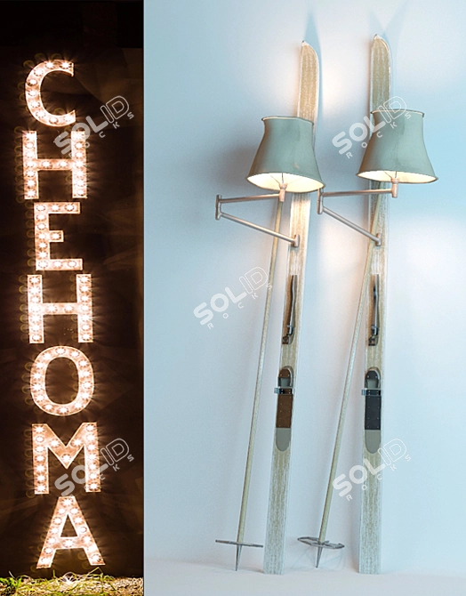 Vintage-inspired Chevron Floor Lamp 3D model image 1