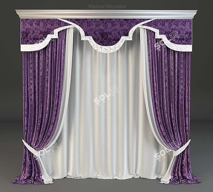 Elegant Window Drapes 3D model image 1