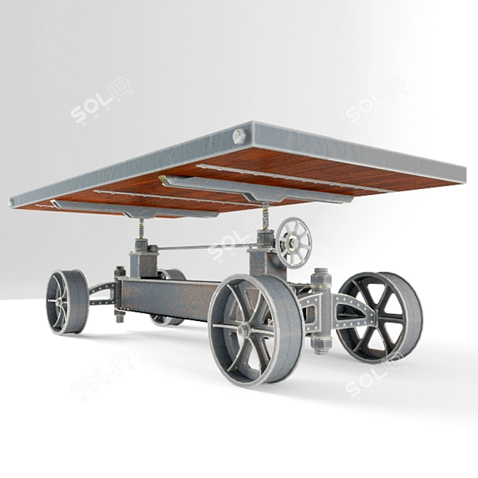  Rustic Steel Work Table 3D model image 1