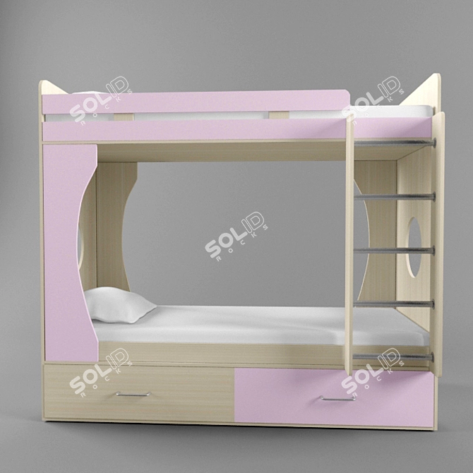 Orbita-2 Bunk Bed: Sleek and Space-Saving Design 3D model image 1