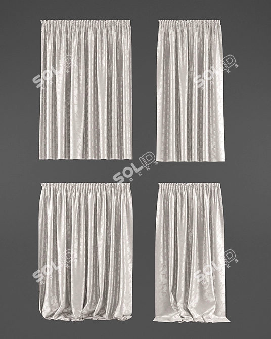 Silver Printed Curtains 3D model image 1