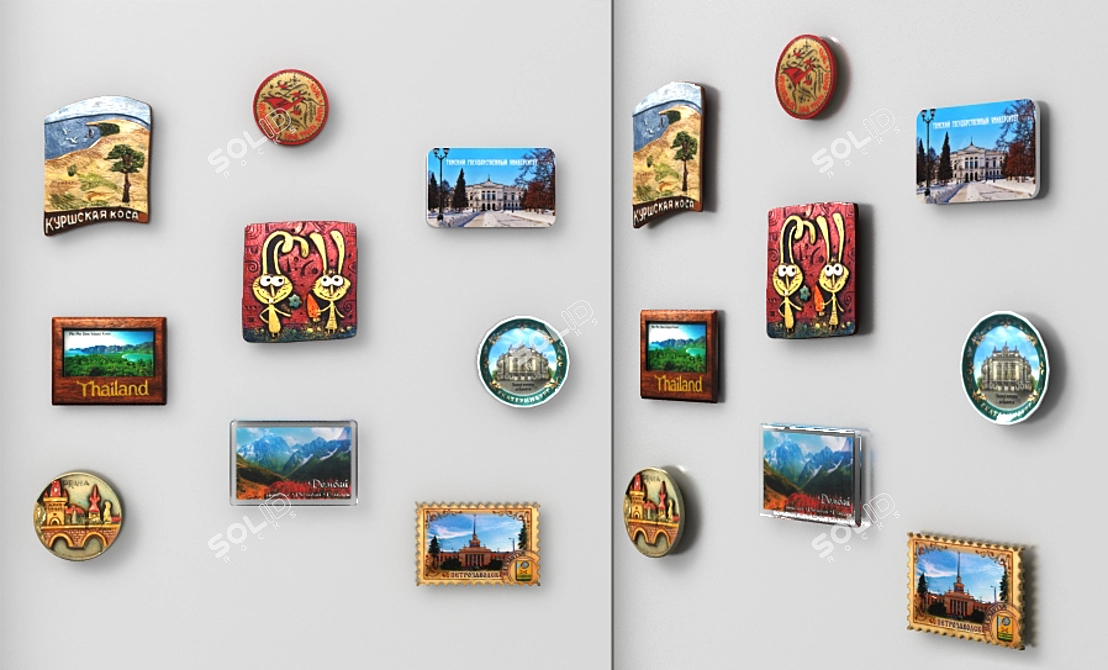 Travel-themed Geometric Magnets 3D model image 1