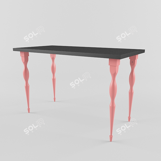 Sleek Black-Brown and Red IKEA Table 3D model image 1