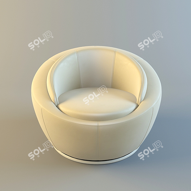 French Designer Spinning Armchair 3D model image 1