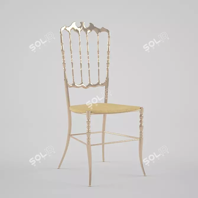 Vintage Brass Chiavari Side Chair 3D model image 1