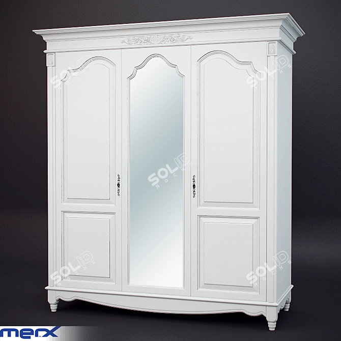 Riviera Triple-Door Mirror Cabinet 3D model image 1