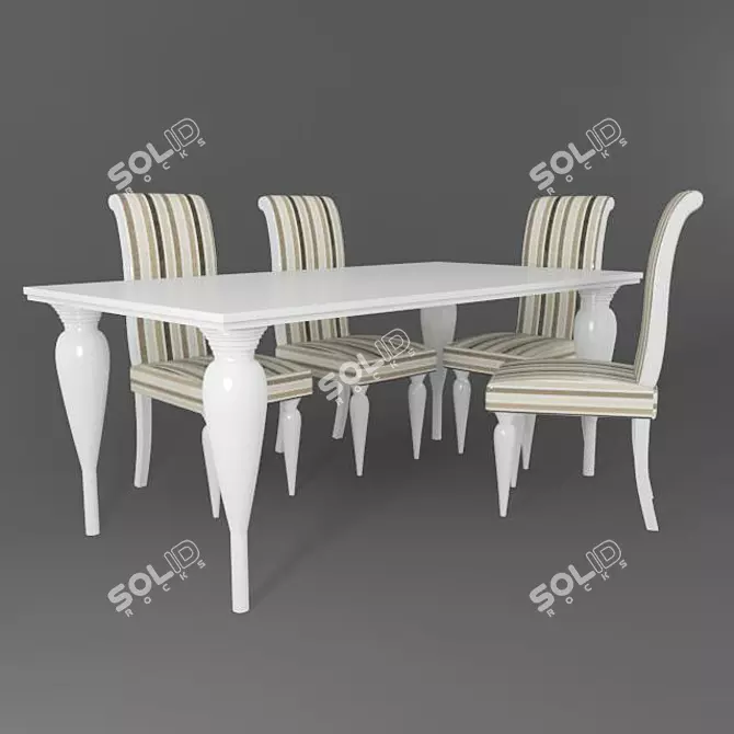 Elegant Rectangular Dining Table, Various Finishes 3D model image 1