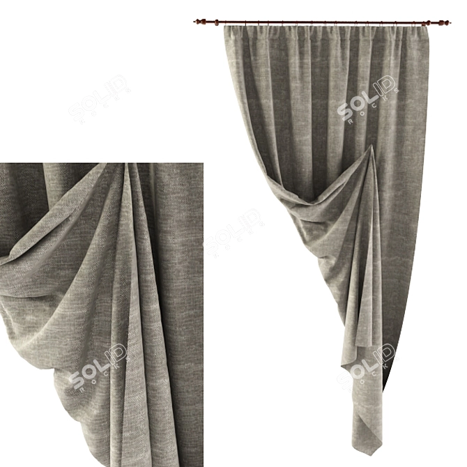 Adjustable Size Curtain Rod - FBX, MAX, OBJ Formats 3D model image 1