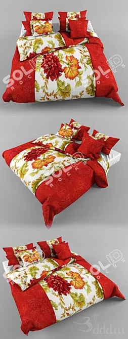 Luxury Bed Linen Set 3D model image 1