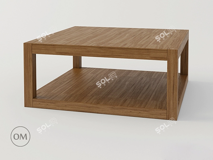 Minimal Square Oak Coffee Table 3D model image 1