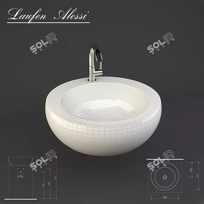 Laufen Alessi One 104: White Ceramic Inset Bathroom Sink 3D model image 1