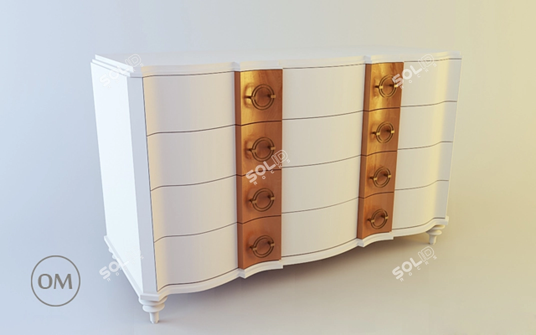 Elegance in Silver: Four-Drawer White Lacquer Dresser 3D model image 1