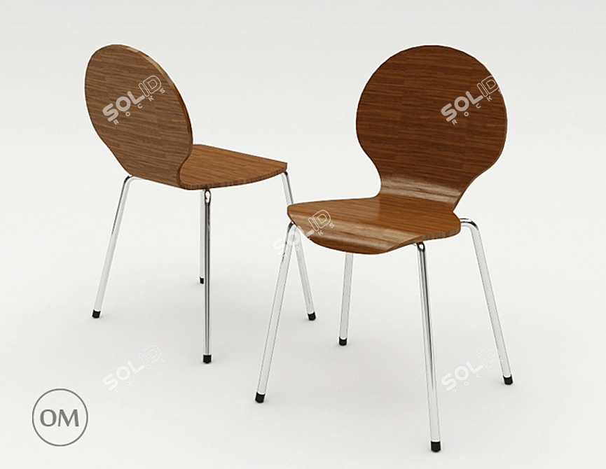 Round Back Dining Chair 3D model image 1