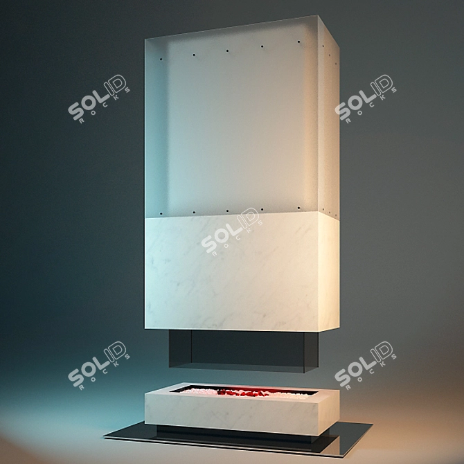 Modern Marble Fireplace 3D model image 1