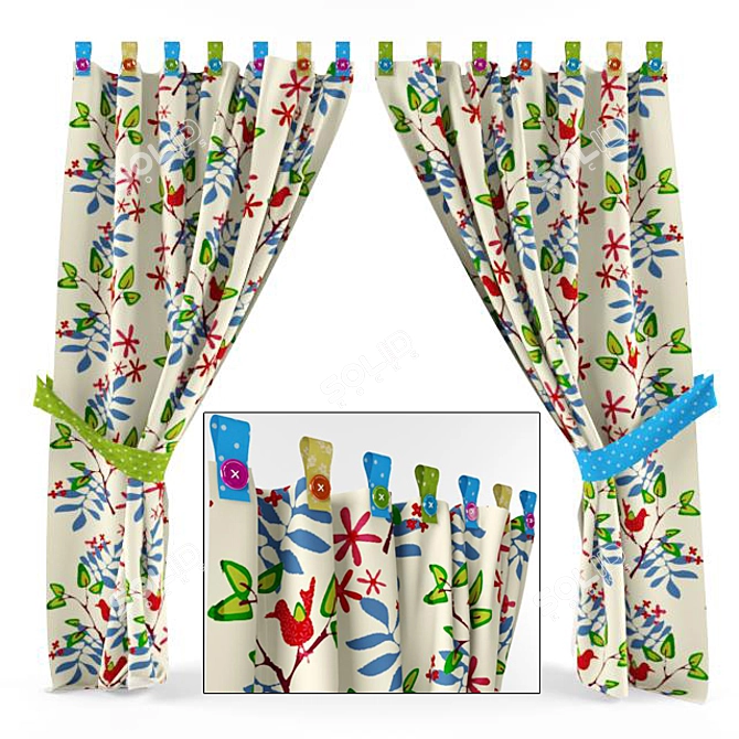 Baby Dreams Nursery Curtains 3D model image 1