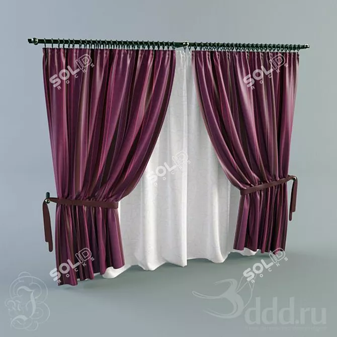 SimpliCurt: Stylish Window Drapes 3D model image 1