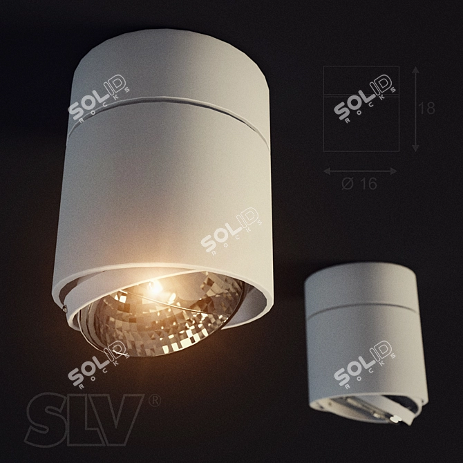 Modern Steel Round Surface Light 3D model image 1