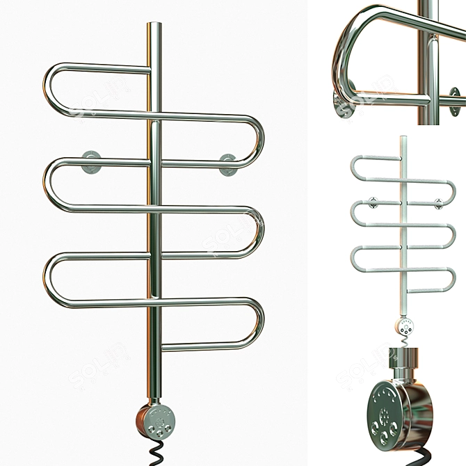 Sleek Stainless Electric Towel Rail 3D model image 1