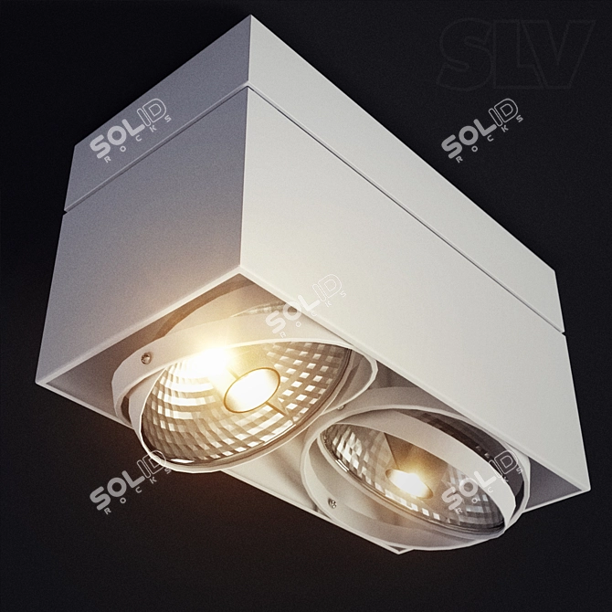 Modern Square Double Surface Mount Light 3D model image 1