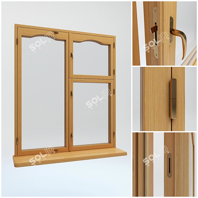 Custom Handcrafted Wooden Window 3D model image 1