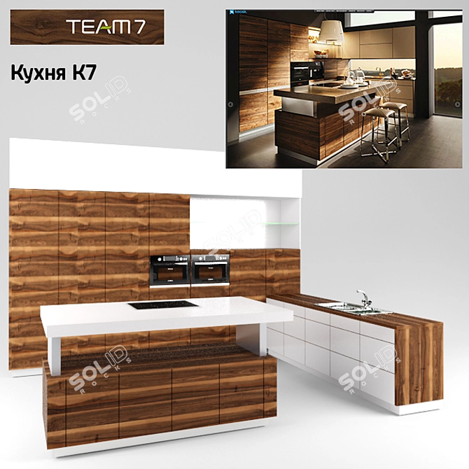 Sleek & Stylish: Kitchen K7 by Team 7 3D model image 1