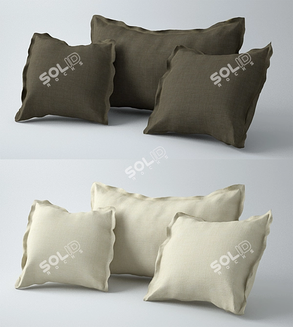 Cotton Blend Pillows - Dark and Light 3D model image 1