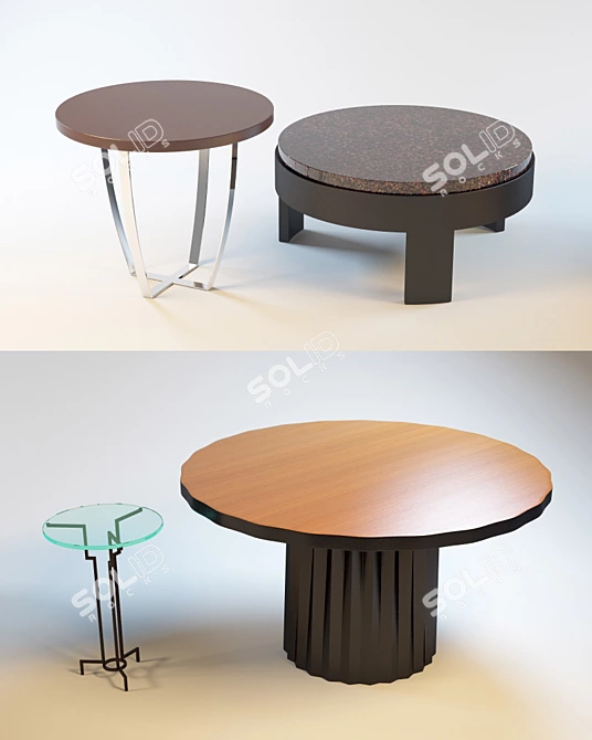 Sleek Round Tables 3D model image 1