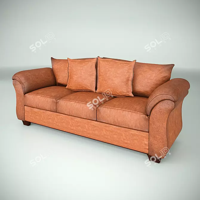 Simple Leather Sofa 3D model image 1