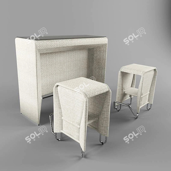 Title: "Modena" Bar Table and Stool Set 3D model image 1