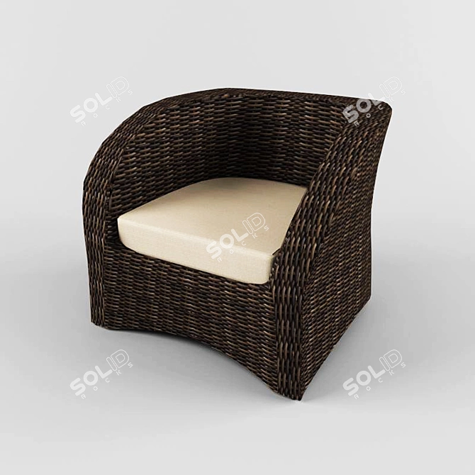 Elegant "Rimini" Armchair 3D model image 1