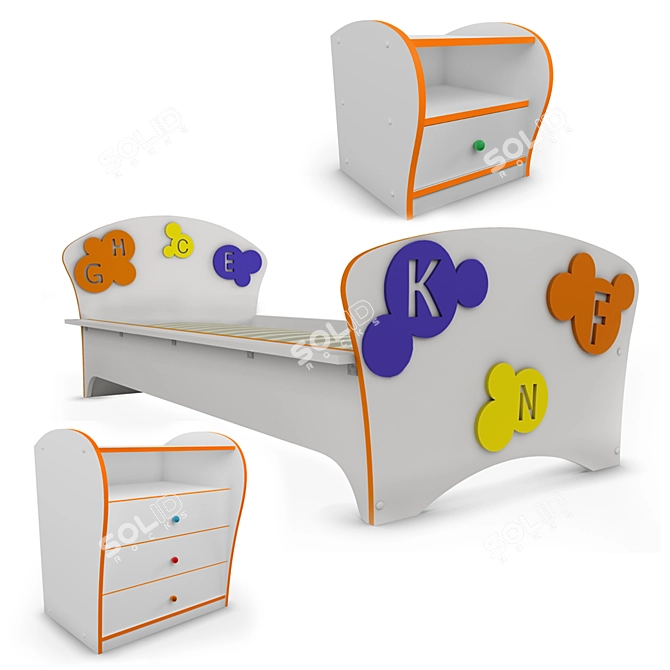 Kids Bedroom Set 3D model image 1