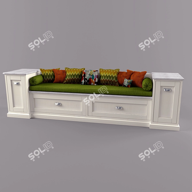 Designer-inspired Custom Bench 3D model image 1